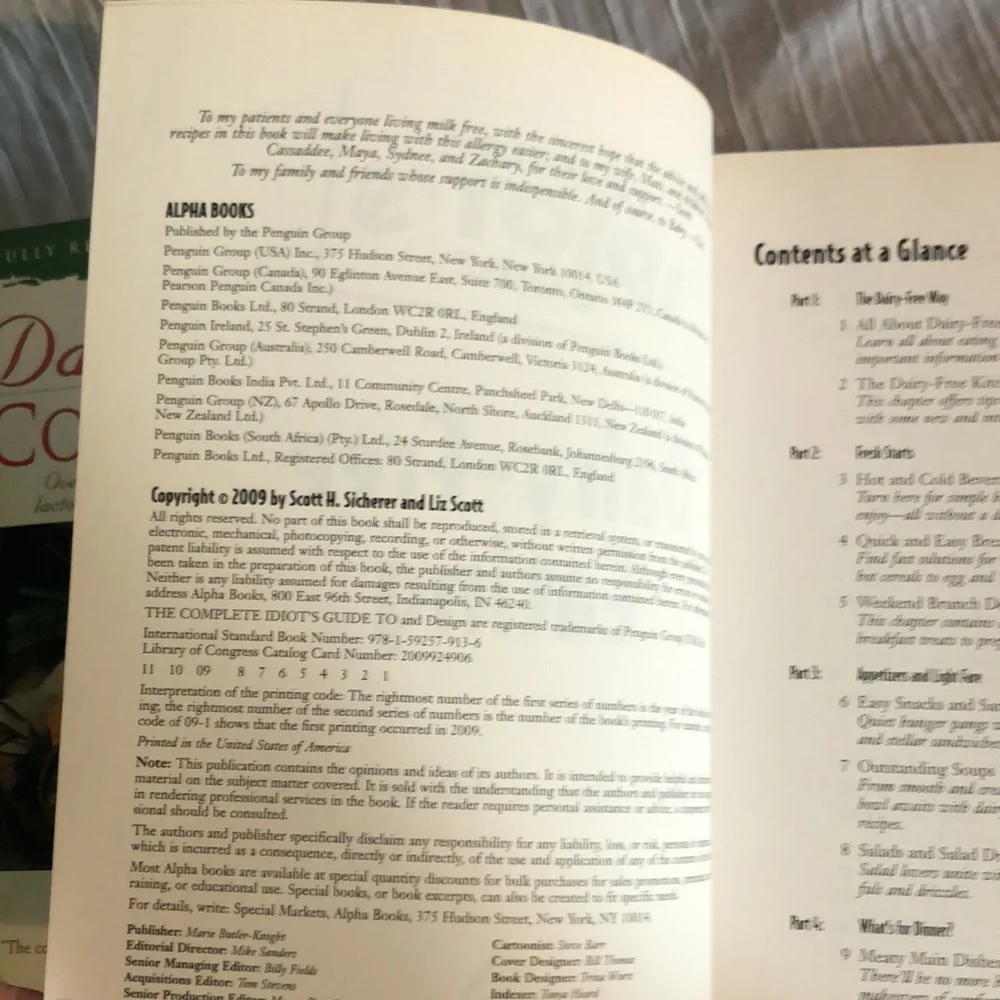 COMPLETE IDIOTS GUIDE TO DAIRY FREE EATING & Dairy Free Cookbook lot of 2 books
